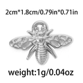 Ciondolo ape in acciaio inossidabile 304 argento per creazione di gioielli DIY - Ape d'Argento (TP0446)