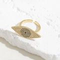 Goldener verstellbarer Herz-Augen-Ring mit Zirkonia-Steinen auf einem weißen Stein - Königsblau Auge Stil (JZ0296-4)