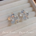 Silver flower stud earrings with irregular hammered texture in a white velvet box - A1700 Silver Textured Flower