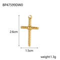 Macro shot of gold baroque sun face cross pendant with dimensions and weight specs - Gold Cross Spiral Texture Pendant (BP47599DW0)
