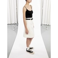 Slim fit black camisole top with a white midi skirt and thin belt in a studio setting - M / Black