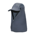 Dark blue sun hat with wide neck flap and breathable face cover for outdoor hiking - Dark Gray