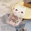 Transparent press-on nail storage box 7.5cm with cute cat-shaped display card - 7.5cm Box + Cat Card