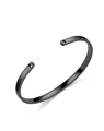 Minimalist adjustable C-shaped stainless steel cuff bracelet with a polished black finish - 6mm Heart Style / Black