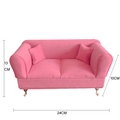 Pink dollhouse sofa jewelry box in textured fabric with 24cm width and metal legs - Rose Pink Double Sofa