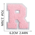 Toppa lettera R in ciniglia rosa con retro in feltro bianco misura 7cm per 6,2cm - Lettera singola R / Rosa