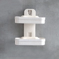 Wall-mounted double-layer wheat straw soap holder in beige with hooks and drainage - Double Layer / Nordic Beige