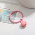 Pink painted metal ring with matching small bell accessory for DIY keychain crafting - Deep Pink