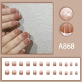 Pink gradient press-on nails with white French tips and elegant bow designs 24pcs set - Glue Type / Nude Pink French Bow Style (A868)
