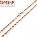 Collana a catena a corda in acciaio inossidabile oro rosa con chiusura a moschettone - 4mm / Oro rosa / 50cm