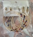 9-piece gold-tone C-shaped earring set with faux pearls, beads, and rhinestones - Gold (5627701)