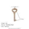Minimalist 14K gold-plated stainless steel heart key pendant with colorful zircon stones - Heart Key Zircon Pendant - Gold - White Diamond