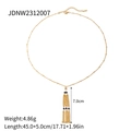 Detail of gold Y-chain necklace featuring delicate fringe tassels and black beads accents - Black Bead Tassel Pendant Chain Style (JDNW2312007) / Gold
