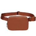 Waterproof nylon sports waist bag in brick red with adjustable strap and buckle closure - Red Brown
