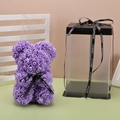 Purple rose teddy bear with black ribbon in a transparent gift box for Valentines Day - 23CM Bear+Gift Box+Light / Purple