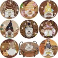 8-piece coffee gnome diamond painting coaster set with metal holder and cork base - Coffee Theme Gnome Style (43) / 8 Pieces/Pack (With Metal Holder)