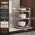 3-tier stainless steel kitchen pot rack with adjustable non-slip feet and vertical storage - 3-Layer / Original Stainless Steel