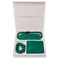 Dark green 100% mulberry silk sleep set with eye mask, scrunchie and pillowcase in a gift box - Dark Green