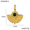 Pendentif éventail en acier doré avec malachite verte et dimensions précises - FP29070B-9 Style Vert Foncé