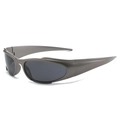 Occhiali da sole sportivi Y2K cat-eye con montura grigio canna di fucile e lenti scure - Montatura Canna di Fucile Lente Grigia