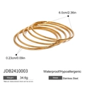 Set of minimalist stackable golden stainless steel bangles for women in classic round shape - Minimalist Round Bangle Set (JDB2410003)