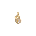 Zodiac mouse necklace pendant in golden finish with a round luminous aurora stone - Aurora Mouse Pendant