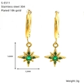 Orecchini a cerchio a stella in acciaio inossidabile placcato oro 18K con zircone - Verde