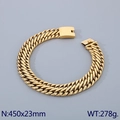 Men's 23mm double-row woven Cuban chain bracelet in gold finish with buckle closure - Gold (45cm)(KN286226-KJX)
