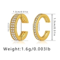 Detailed size parameters of C-shaped ear cuff with white zircon in 18K gold plating - Full Diamond C Shape Style (KE0251)