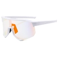 Sporty sunglasses with white frame and orange-pink reflective lenses for outdoor cycling - White Frame Light Red Mirror Lens