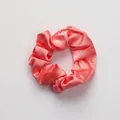 Pink orange silk-like satin scrunchie with soft ruched texture for hair styling - Scrunchie_Watermelon Red