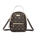 Mini brauner PU-Leder Rucksack mit Vintage-Blumenmuster und goldener Hardware - Dunkelbraun