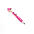 Pink multipurpose ballpoint pen with cartoon character head and stylus touch tip - Rose Red