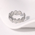Silver shell texture open ring in minimalist ocean style stainless steel jewelry - Steel