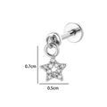 Roestvrijstalen lippiercing in de vorm van een ster met glanzende kristallen 0,7x0,5cm - Ster Stijl (2639-3) / 1.2x8mm / Zilver