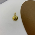 Macro shot of 18K gold-plated round pendant with sparkling zircon initial B detail - Letter B Pendant + Universal Chain