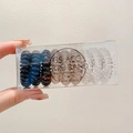 Set of 9 spiral TPU hair ties in dark blue, coffee, and clear colors in a gift box - 2# Dark Colors (9pcs Box)