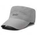 Men's grey flat top quick-dry sports cap with embroidery for outdoor sun protection - Adjustable / Light Gray