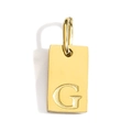 Detail of 18k gold plated rectangular pendant with engraved letter G for DIY necklaces - Pendant G (Without Chain)