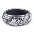 Bague vintage aigle argenté pour homme avec relief détaillé en acier inoxydable poli - US 8 / Argent (26107)