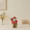 Handcrafted standing Santa Claus figurine with red sweater and green festive wreath - Red Sweater / 30cm Height