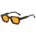 Retro thick black frame sunglasses with vibrant orange square lenses for women - Black Frame Orange Lens