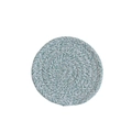 Round woven cotton coaster featuring teal and white herringbone spiral pattern - Green Interspersed