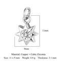 Silver star pendant charm with cubic zirconia inlay for DIY jewelry necklaces - Silver North Star