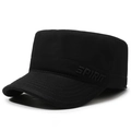 Berretto militare nero da uomo con ricamo SPIRIT e visiera rinforzata con cuciture piatte - Regolabile / Stile Ricamo Lettere SPIRIT / Nero