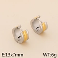 Dreireihige 18K goldene und silberne Edelstahl-Ohrringe mit gebürsteter Oberfläche - Zweifarbiger Gold-Silber-Patchwork-Stil (KE111296-K)