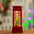 Cabina telefonica rossa di Natale luminosa con neve scintillante e alberello - Cabina Telefonica Albero di Natale (Riempita d'acqua)