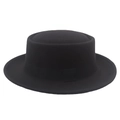 Chapeau canotier rétro en feutre de laine noir pour hommes et femmes avec ruban assorti - 57cm / Noir
