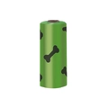 Biodegradable green dog poop bag rolls with black bone patterns for pet waste disposal - Green / Bone Print / 1.5 Silk