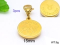 Set of 3 golden 15mm Taurus constellation stainless steel charms for DIY keychains - Taurus (KLJ022-Z)